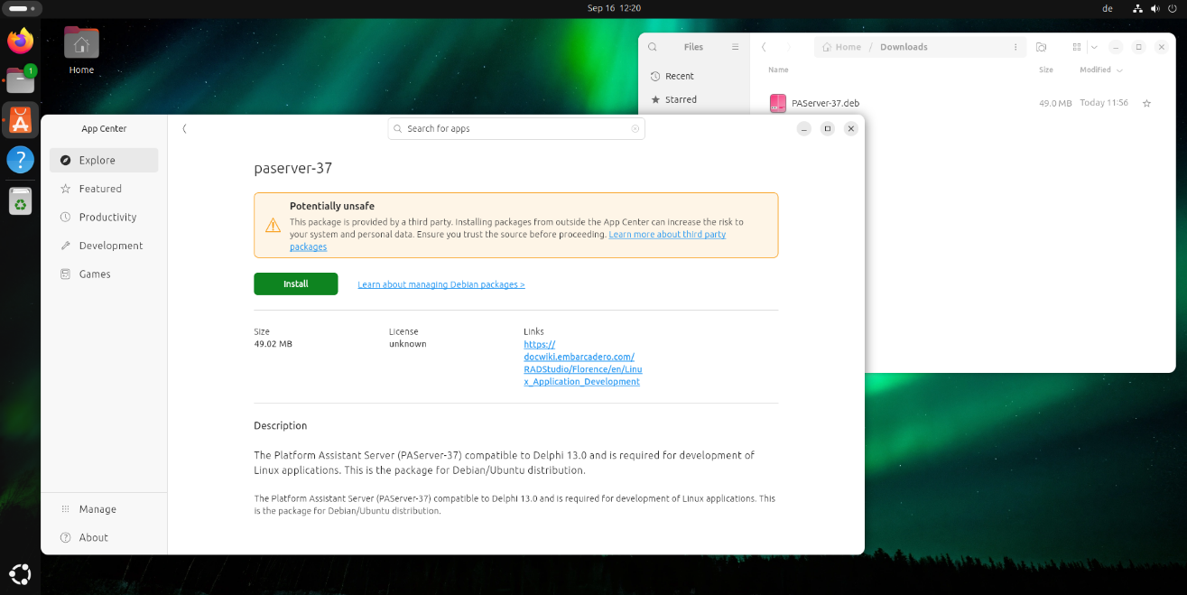 Debian Package in the App Center