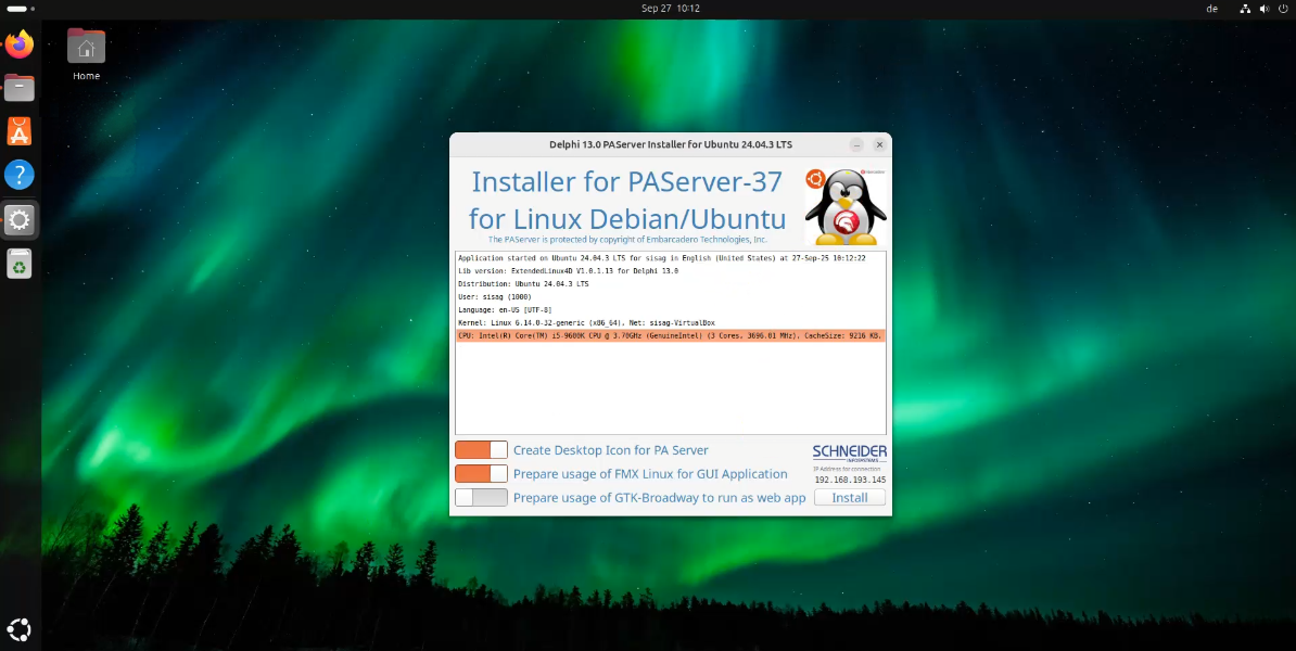 PAServer Installer for Delphi 13 offers 3 options