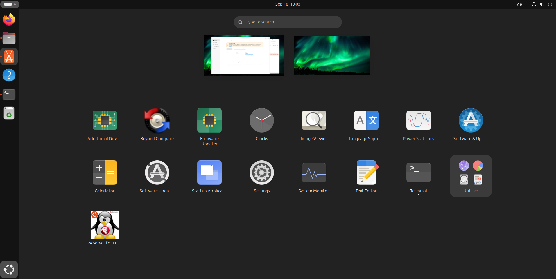 Launch the PAServer for Delphi 13.0 via the Ubuntu App menu