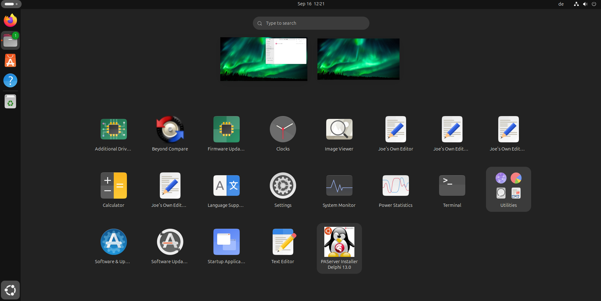 PAServer Installer for Delphi 13 in Ubuntu's App Menu